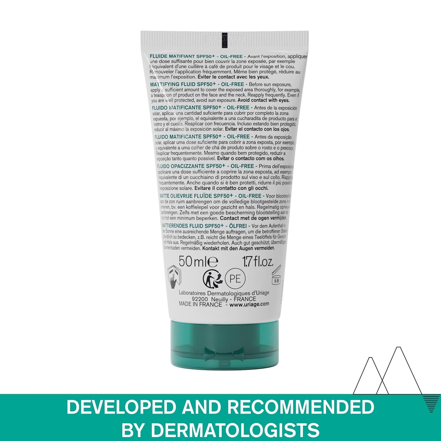 Uriage Hyseac Mattifying Fluid SPF 50+ Moisturizes 50ml