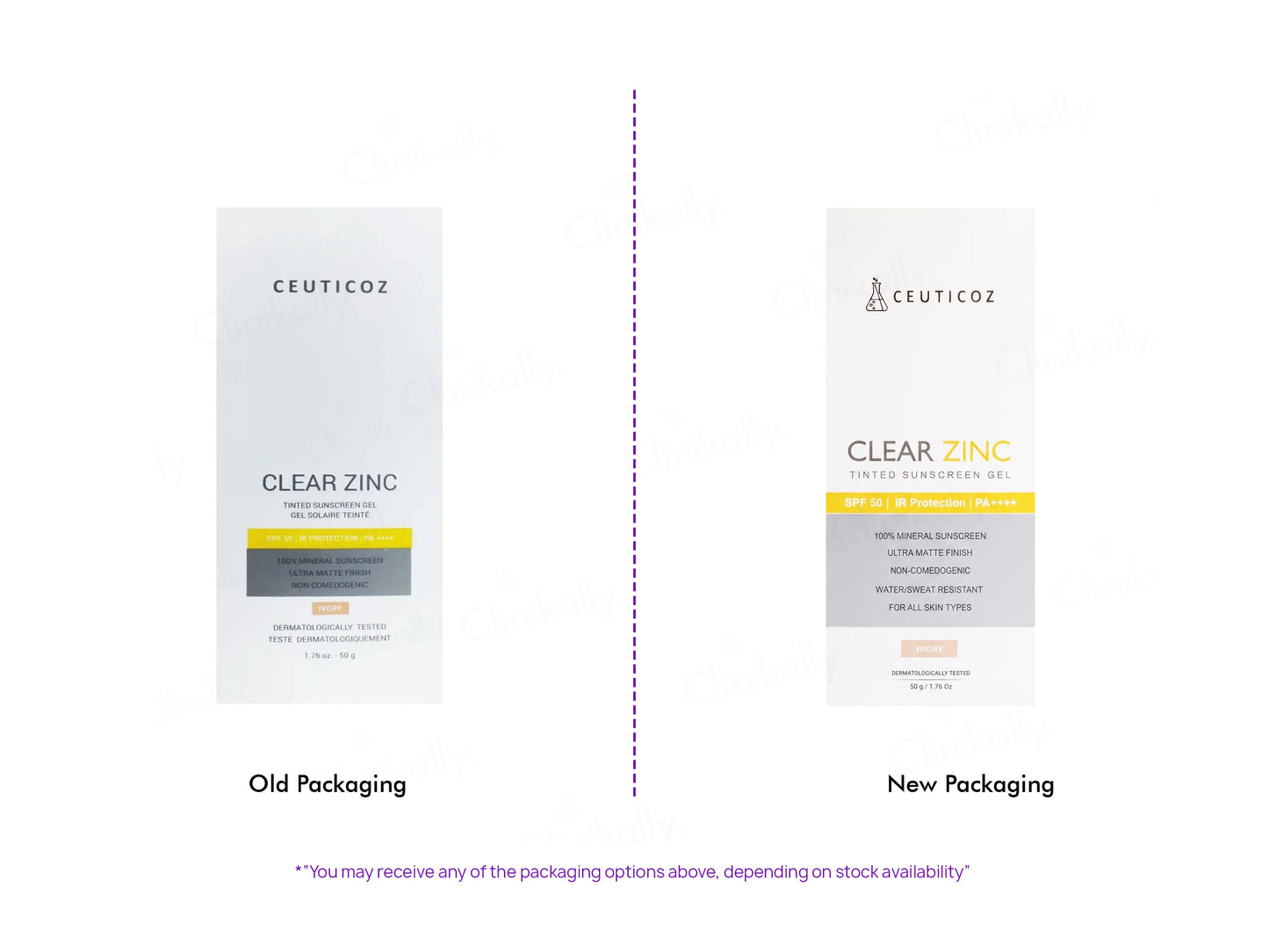 Ceuticoz Clear Zinc Tinted Sunscreen Gel SPF 50 PA++++ (Ivory), 50gm
