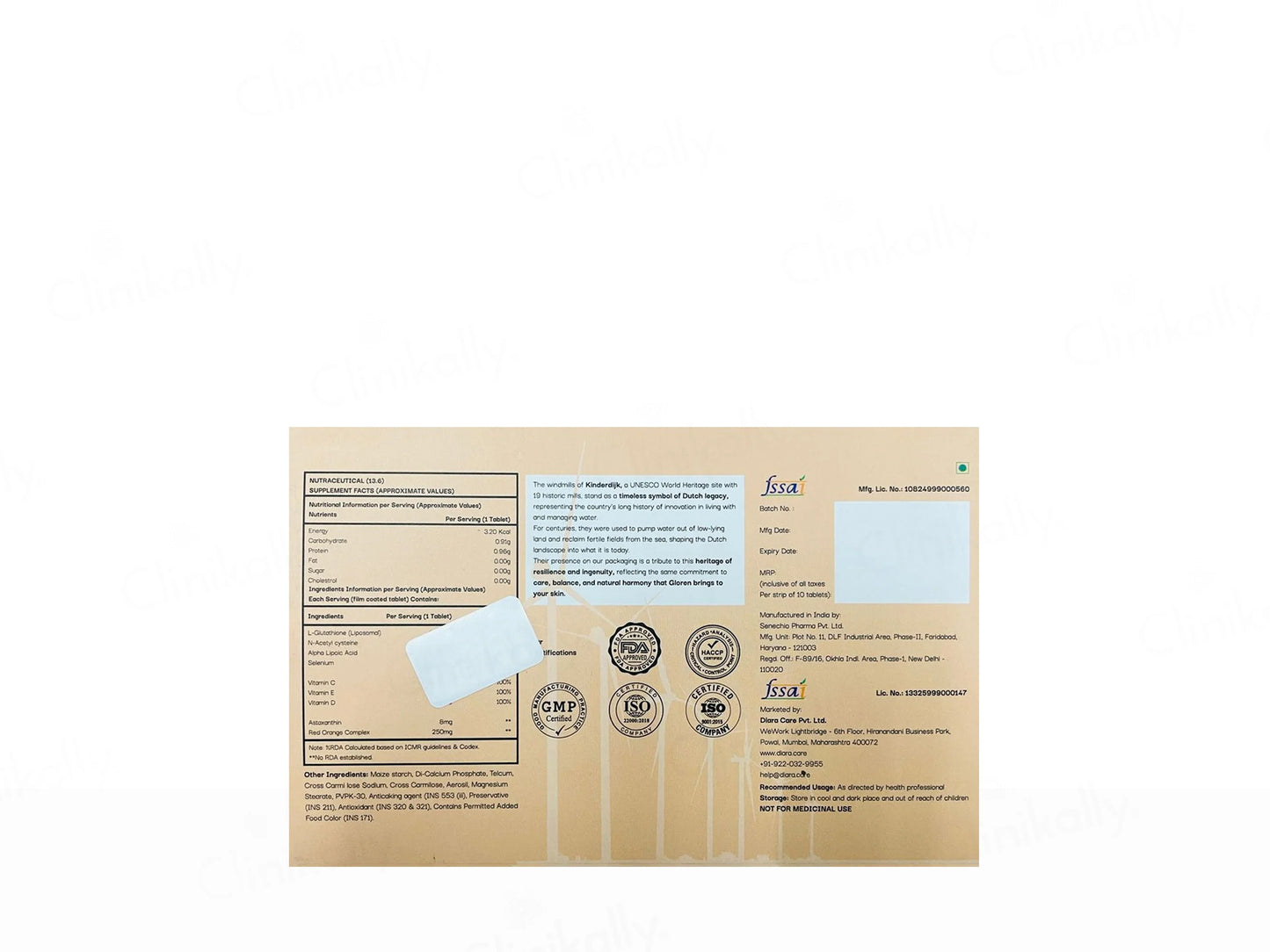 Gloren 1000 Liposomal Glutathione Nutraceutical 10Tablets