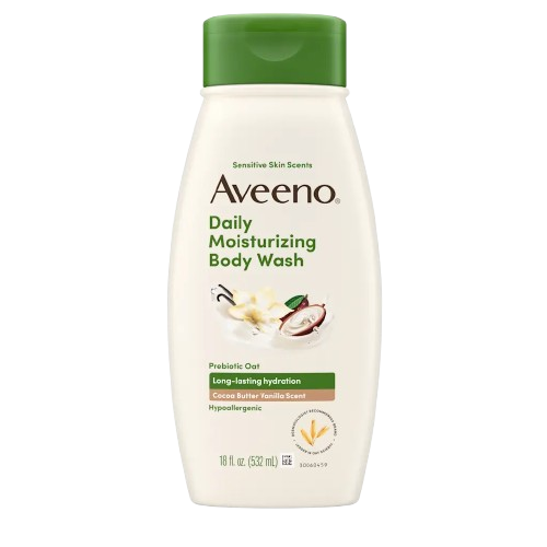 Aveeno Daily Moisturizing Body Wash, Cocoa Butter Vanilla Scent, Sensitive Skin Scents, 532ml