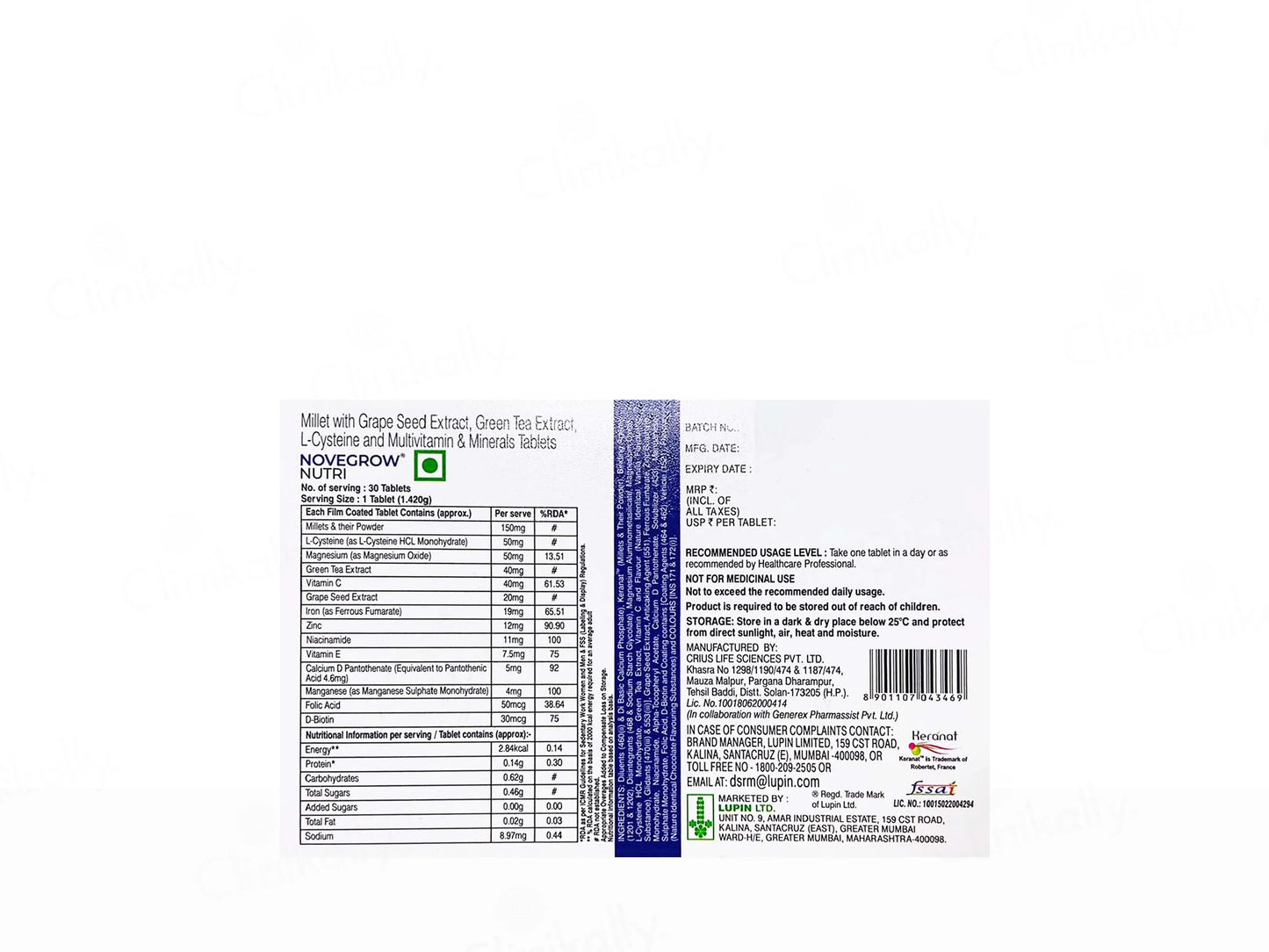 Novegrow Nutri Hair Fall Control Nutraceutical Tablet,