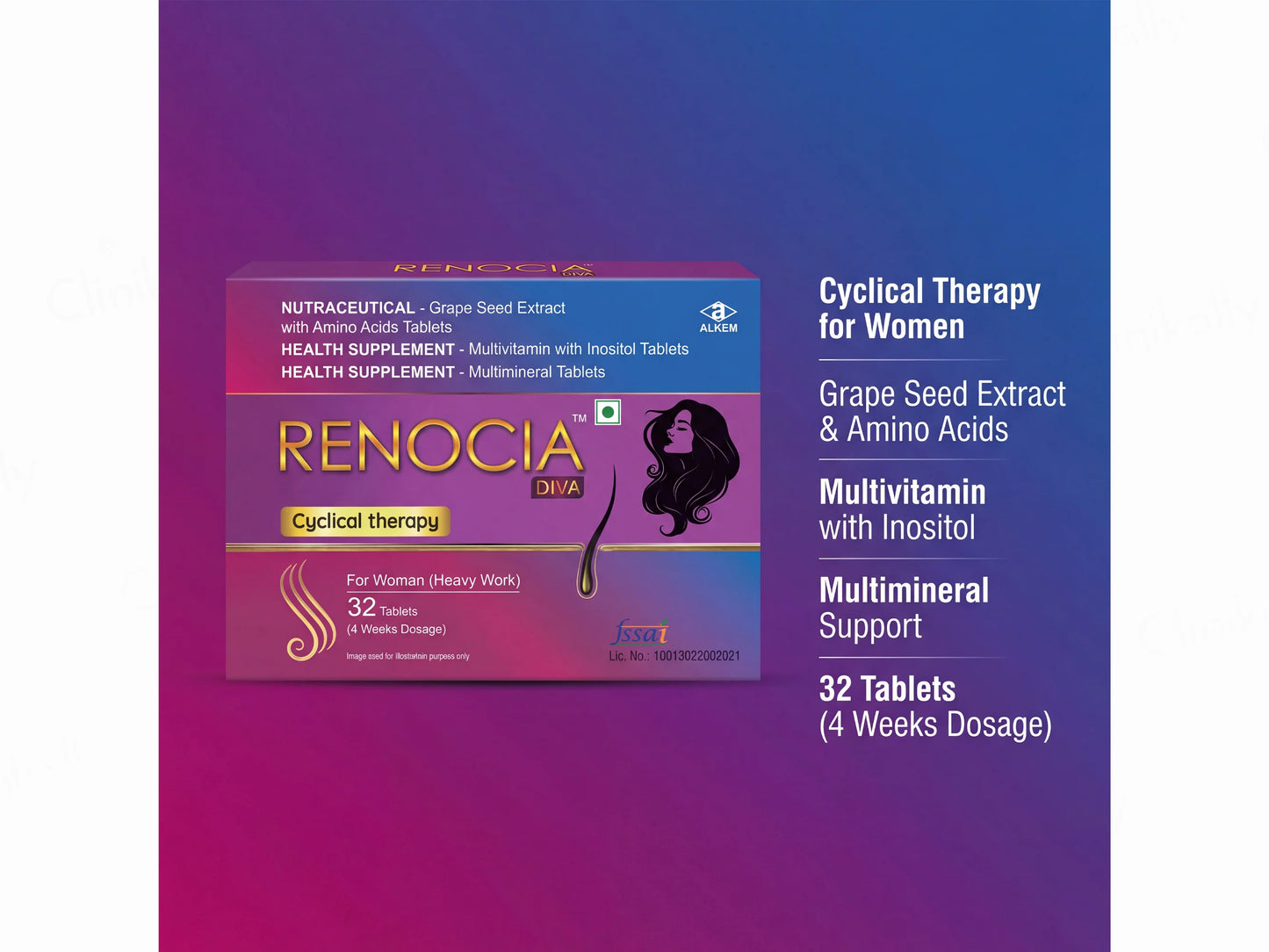 Renocia Diva Hair Cyclical Therapy Nutraceutical Tablet For Women 1 Kit