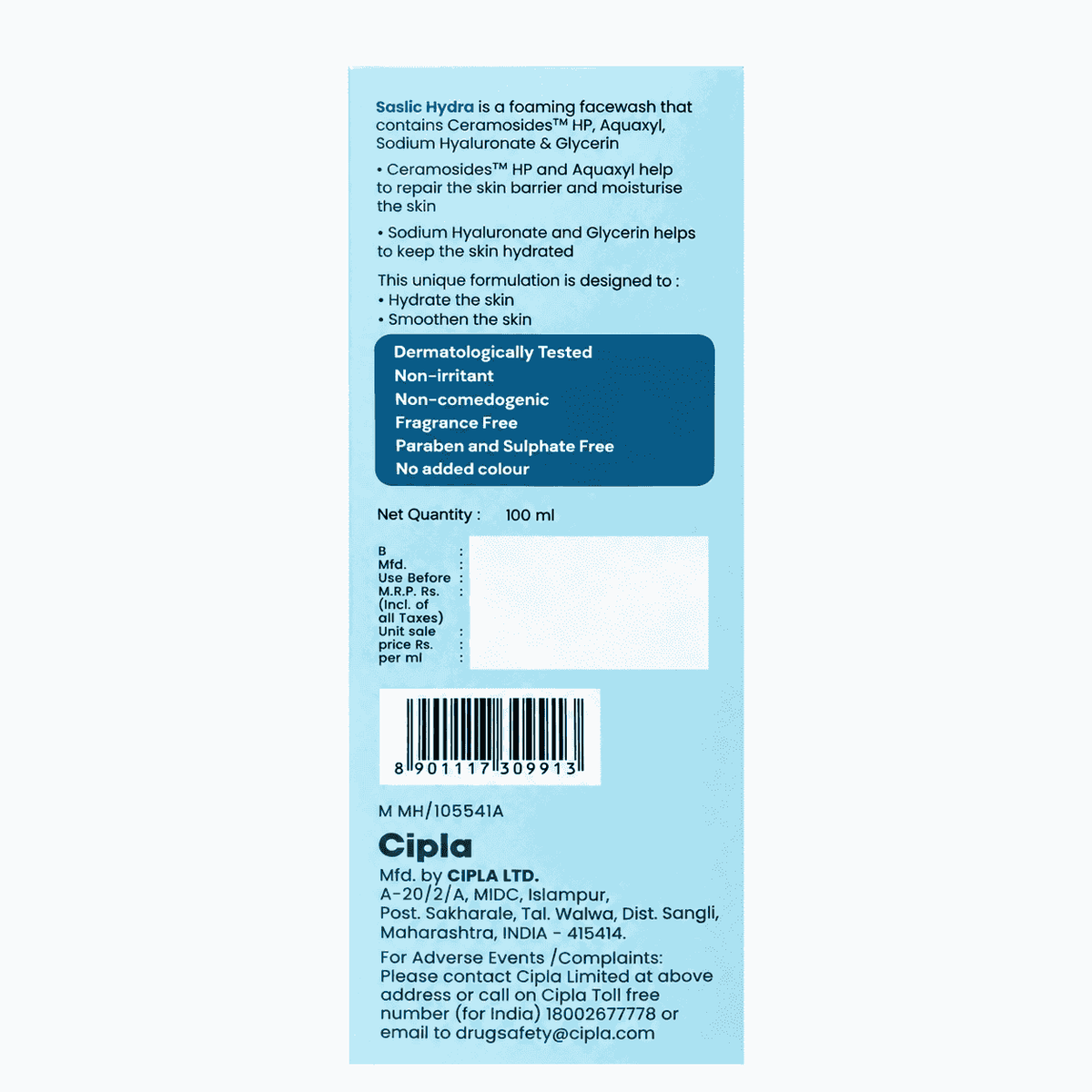 Saslic Hydra Foaming Cream-To-Foam Face Wash 100ml
