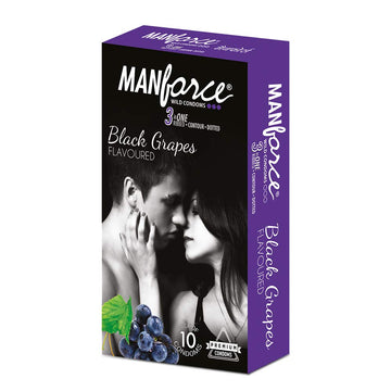 MANFORCE Wild Condom (Black Grapes FLAVOUR) (10pcs) (PACK OF 5)