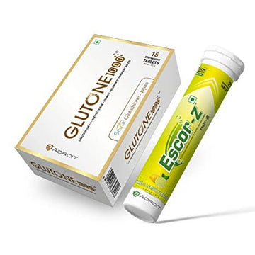 GLUTONE 1000 L-Glutathione Vitamin c 15 TAB with Escor Z ,Lime & Lemon Flavour 20TAB