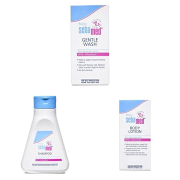 Sebamed baby gentle wash, 200ml & baby lotion, 100ml & baby (children) shampoo 150ml combo