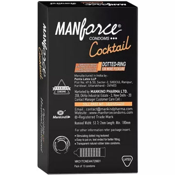 Manforce Cocktail Chocolate & Hazelnut Flavoured Dotted Ring Condoms (10pcs) (Pack of 5)
