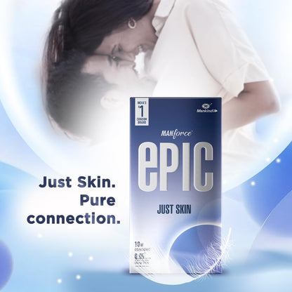Manforce Epic Just Skin Ultra Thin Condoms – 0.05mm, Natural Feel, 10 Sheets
