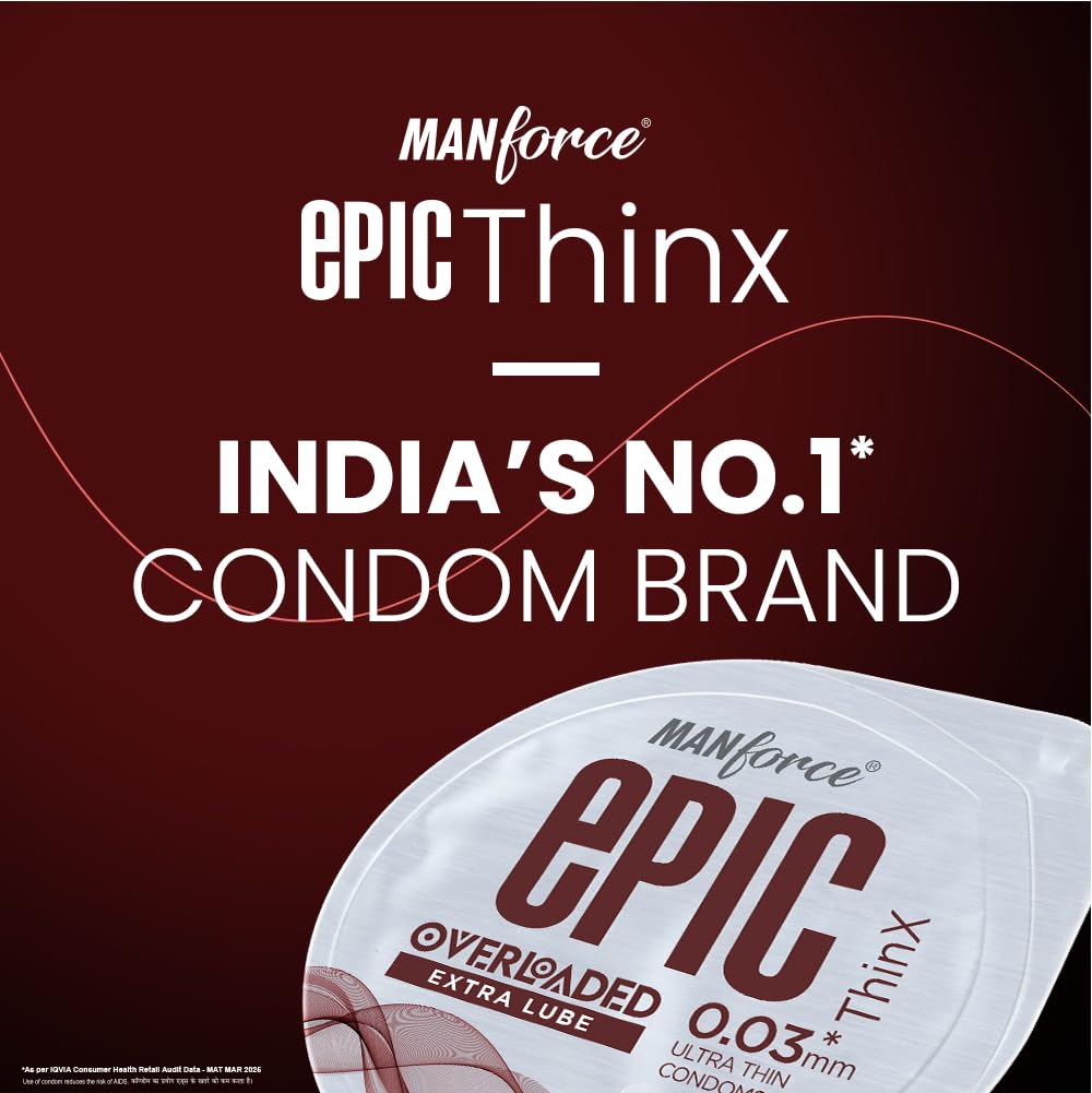 Manforce Epic ThinX Overloaded | Ultra Thin Extra Lube Condoms with Easy Peel Pack | 10 Sheets