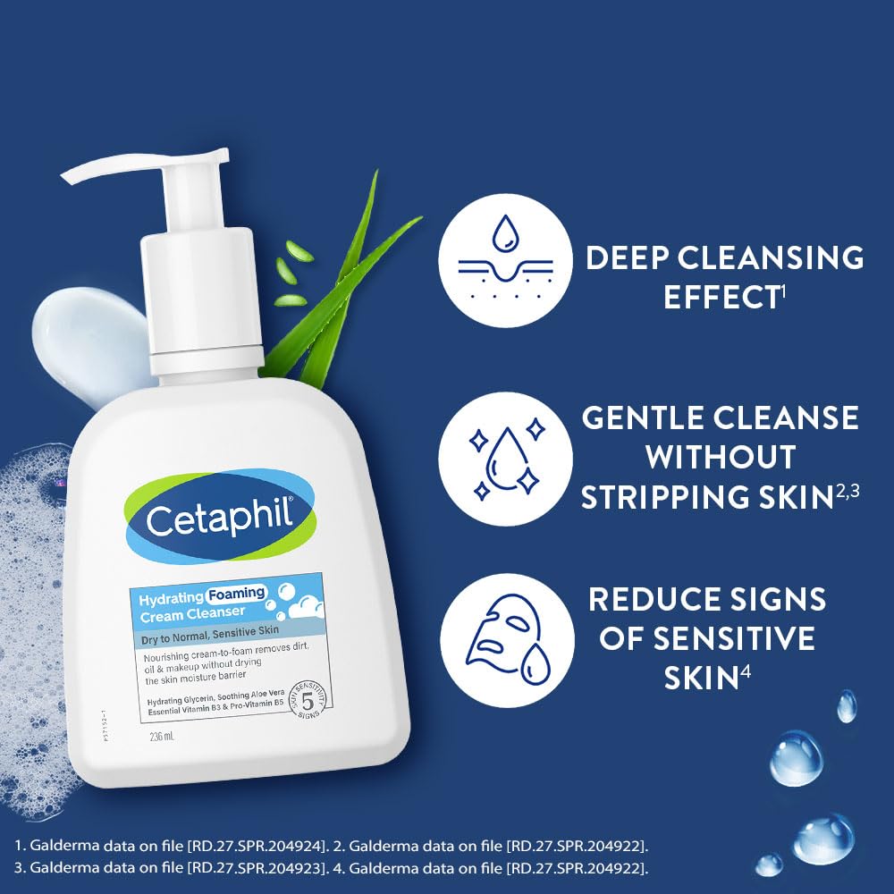 Cetaphil Hydrating foaming Cream Cleanser 236ml