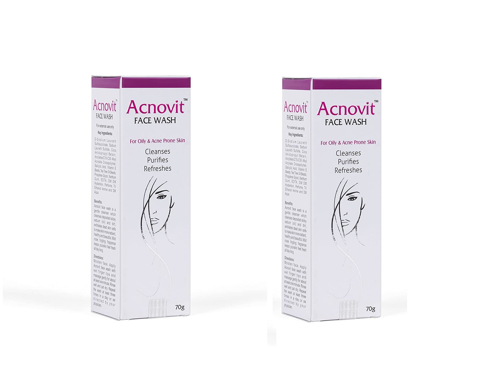 Acnovit facewash for oily & acne prone skin, 70ml Pack of 2