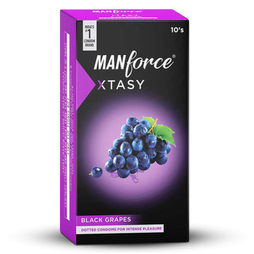 Manforce Xtasy Black Grapes Condom 10s And Durex Extra Extra Thin Wild Strawberry Condom 10n Combo