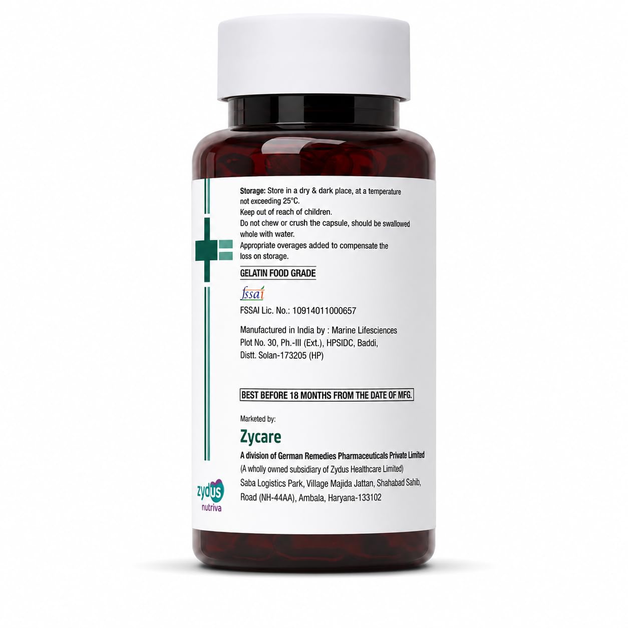 Zydus Omega 3 1000mg Capsules 60 Softgels