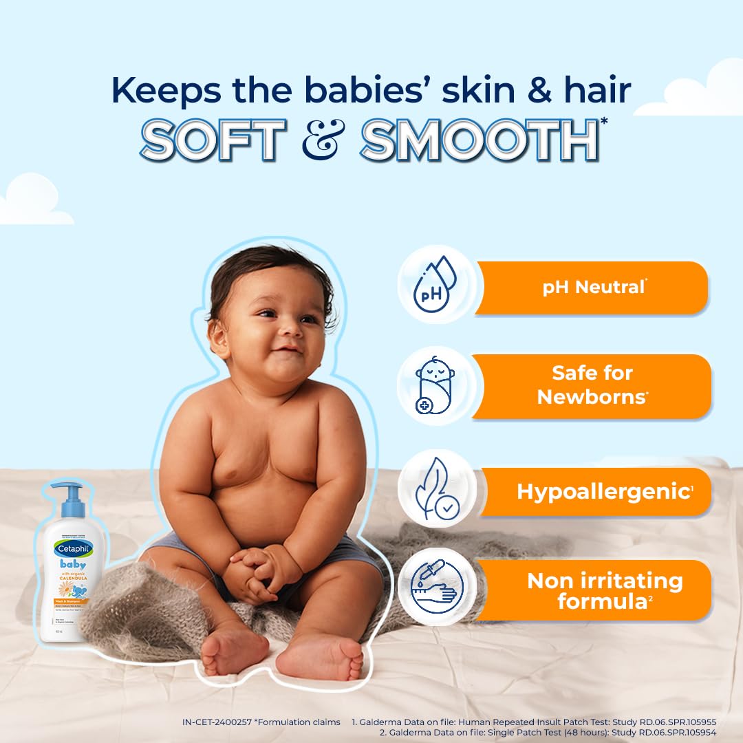 Cetaphil Baby Wash & Shampoo with Organic Calendula, 400ml