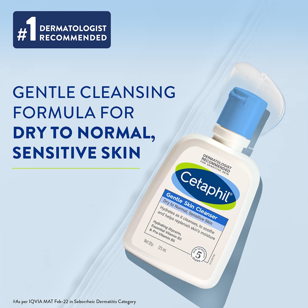 Cetaphil Face Wash Gentle Skin Cleanser for Dry to Normal, Sensitive Skin, 125 ml