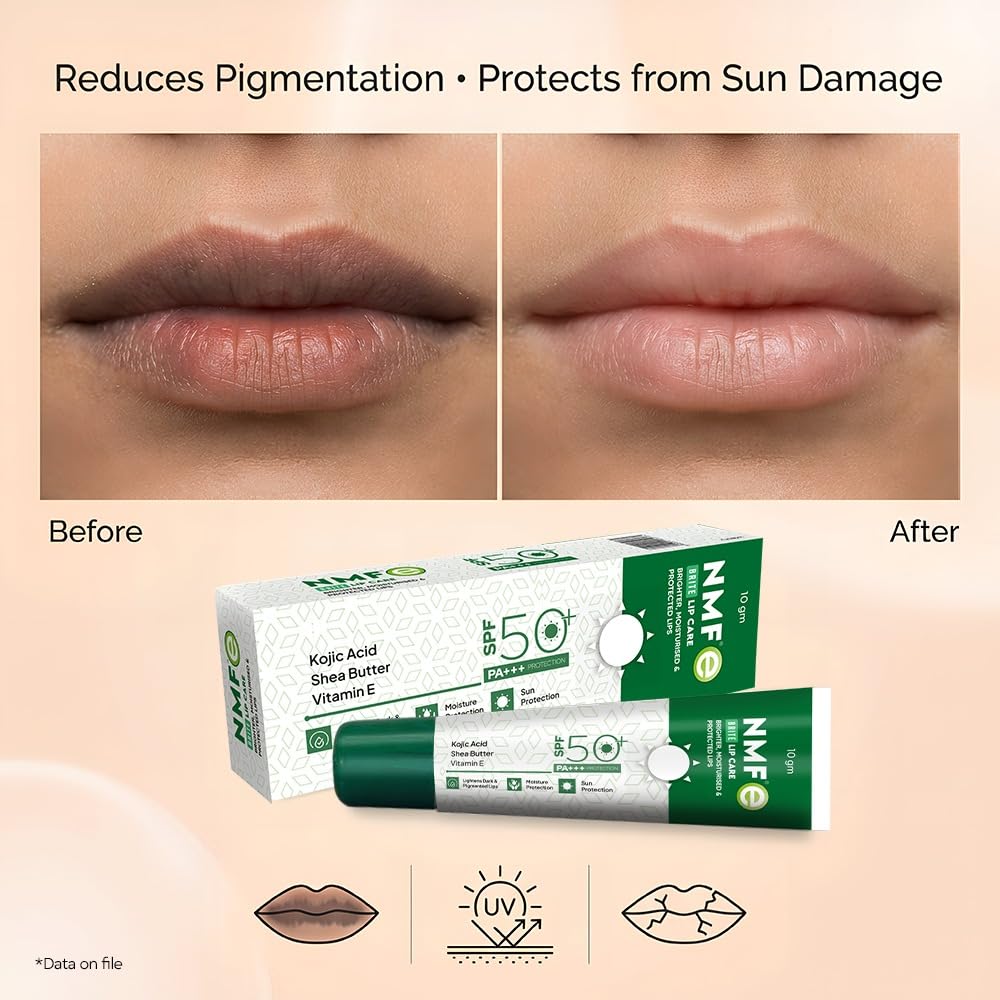 NMFe Brite Lip Care SPF 50 PA+++ Brightening & Hydrating Lip Balm, 10gm