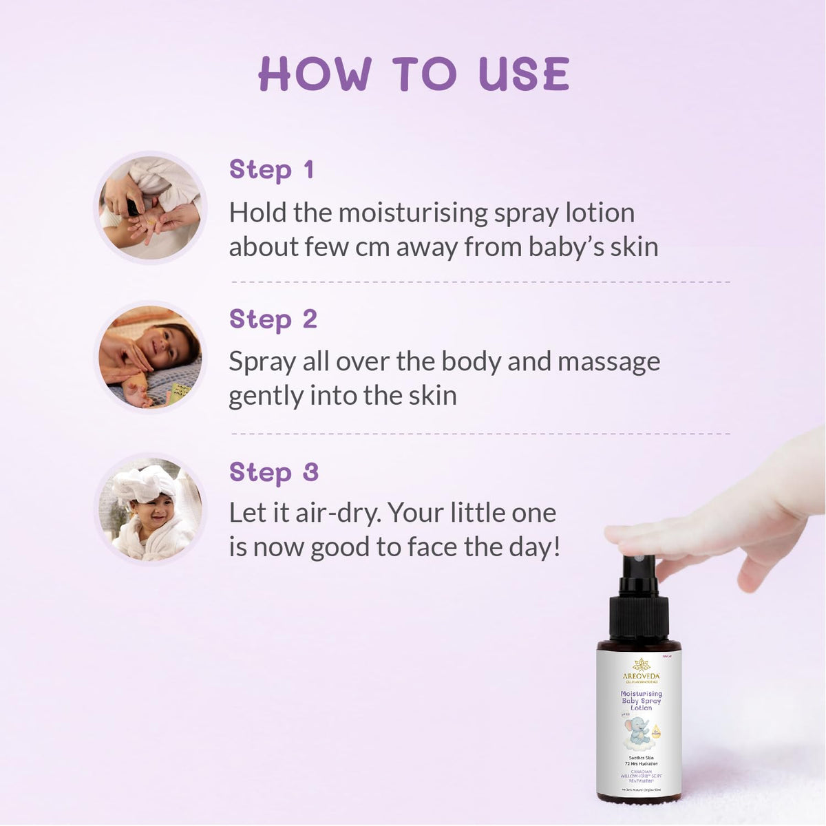 AreoVeda Moisturising Baby Spray Lotion 50ml