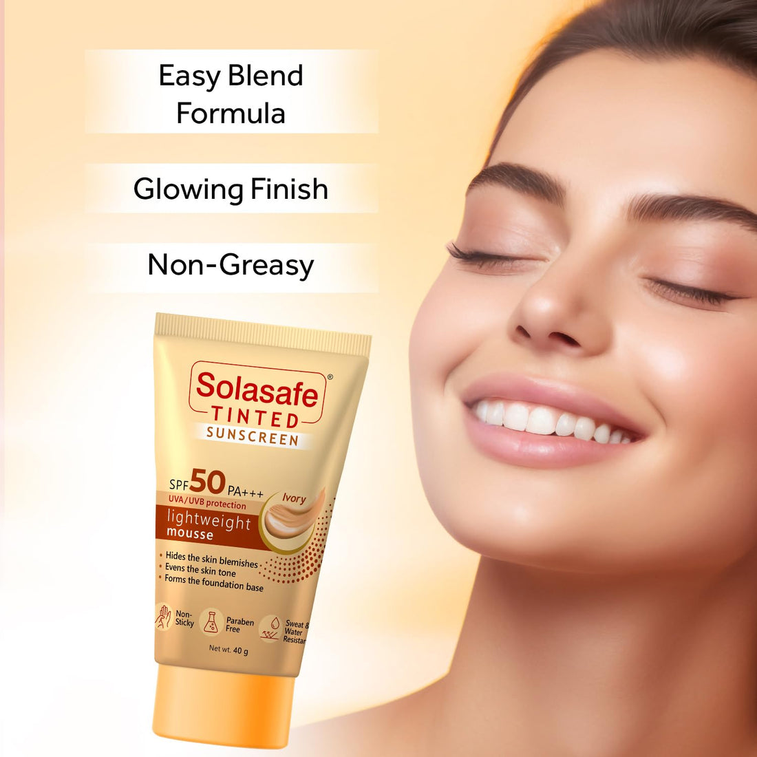 Solasafe Tinted Ivory Sunscreen SPF 50 40gm