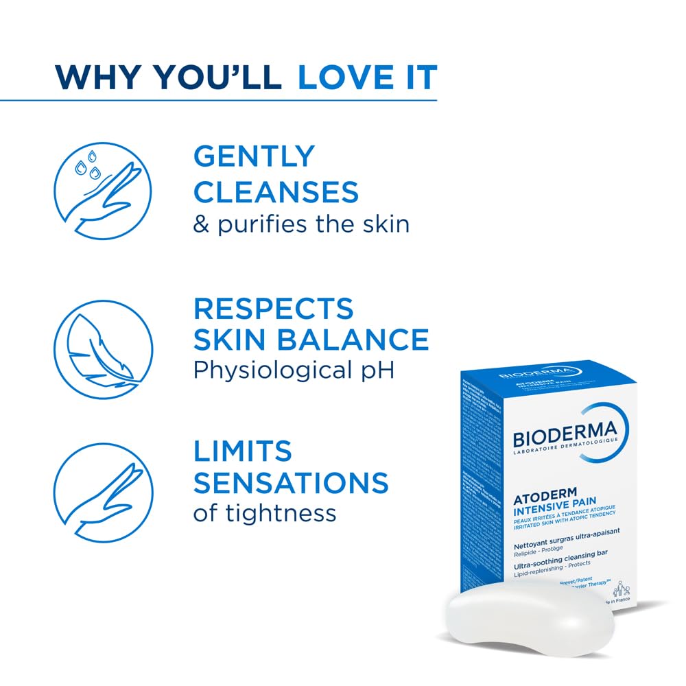 Bioderma Atoderm Intensive Pain Ultra soothing Cleansing Bar, 150gm