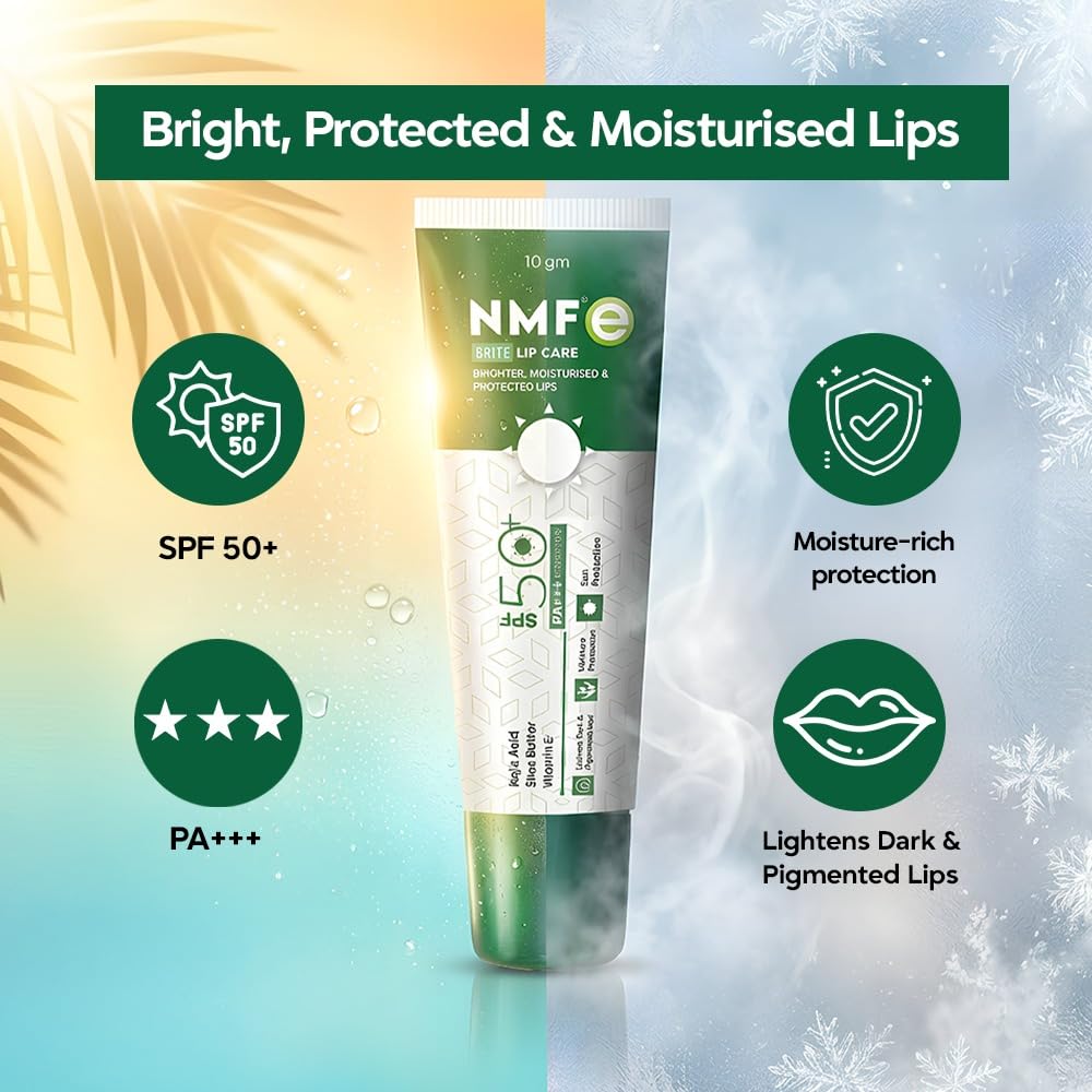 NMFe Brite Lip Care SPF 50 PA+++ Brightening & Hydrating Lip Balm, 10gm