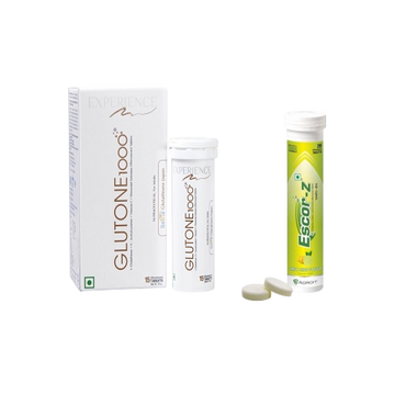 Glutone 1000 L-Glutathione Vitamin c 15 TAB with Escor Z ,Lime & Lemon Flavour 20TAB