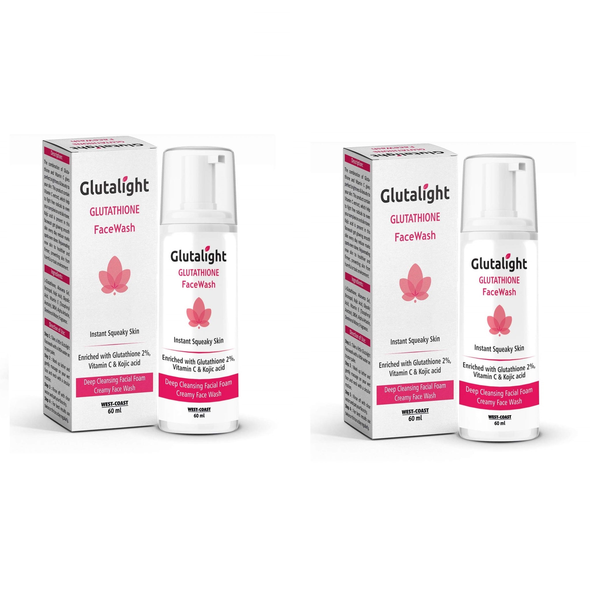 Glutalight Glutathione Face Wash (60ML) (PACK OF 2)