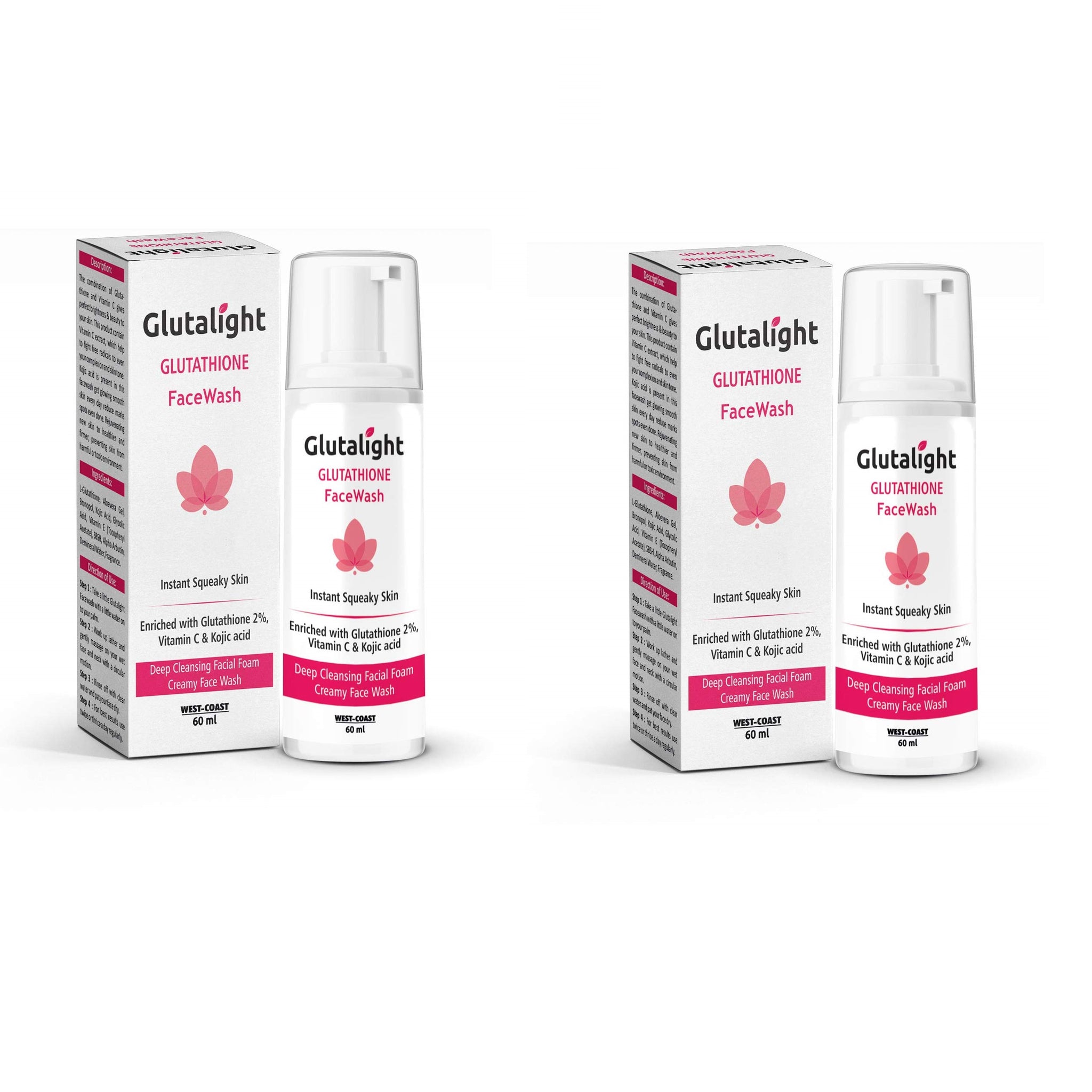 Glutalight Glutathione Face Wash 60ML, PACK OF 2