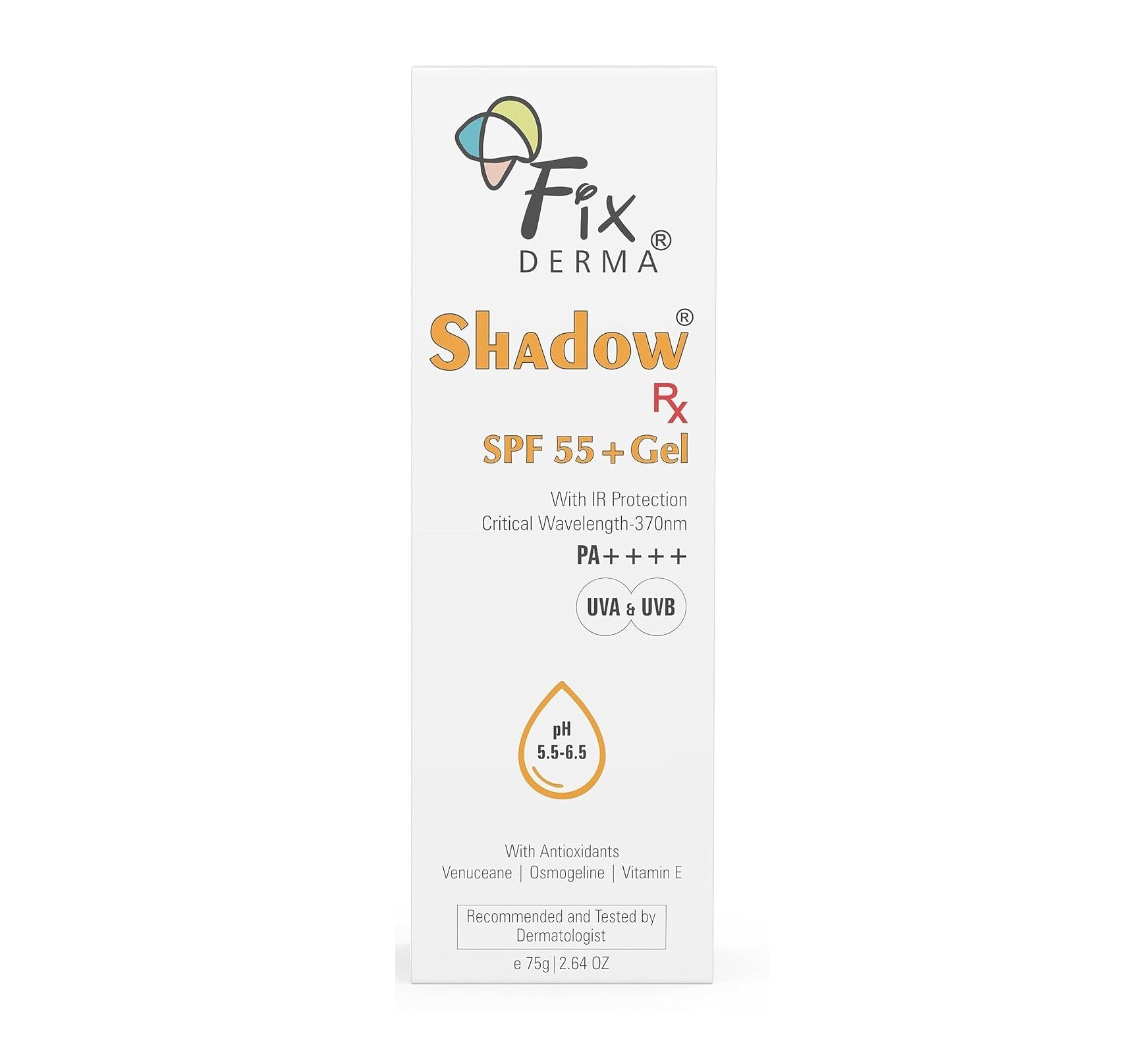 Fixderma Shadow RX Sunscreen SPF 55+ Gel (75 gm)