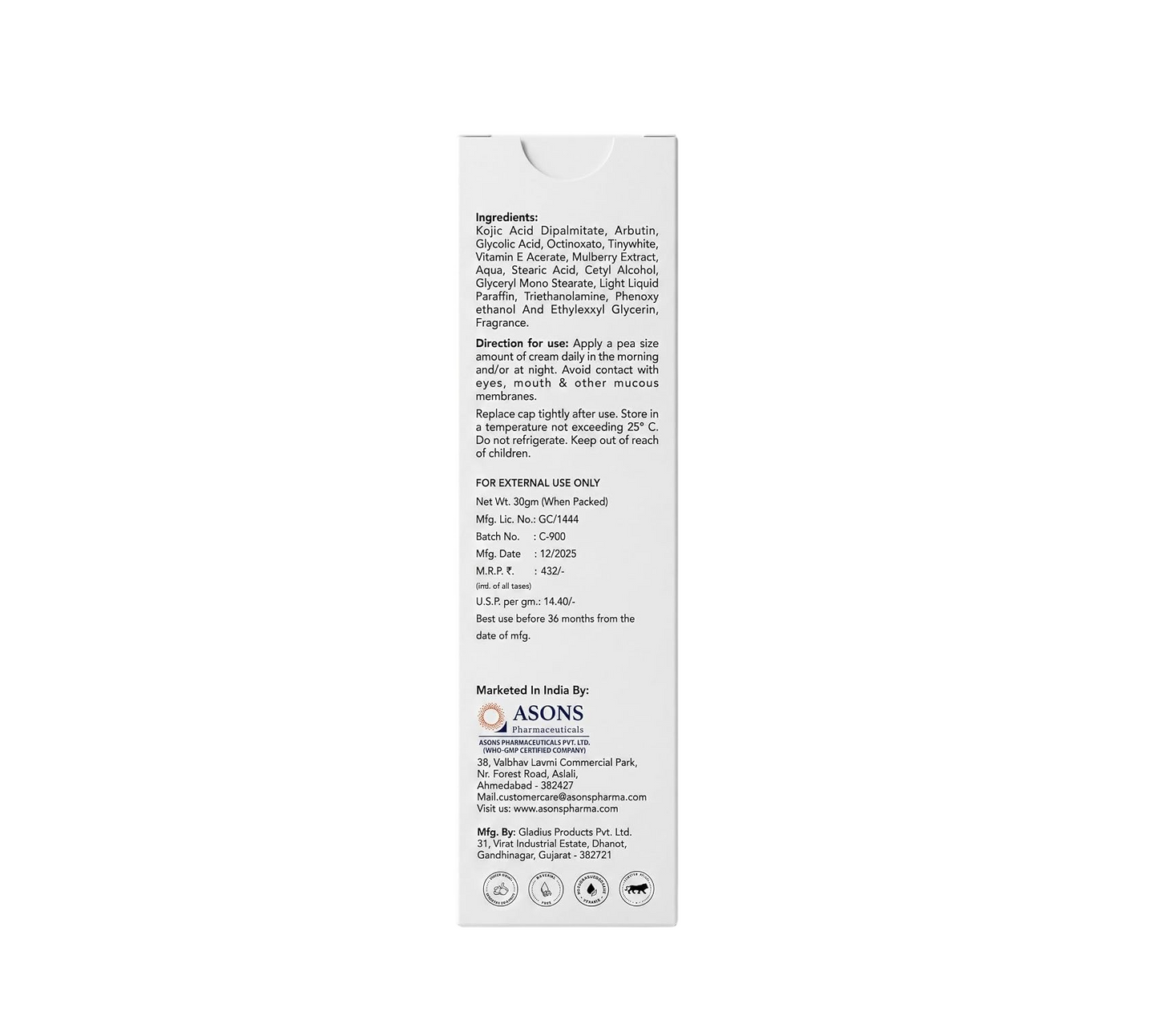 Setosa Smooth Skin Whitening Cream 30gm