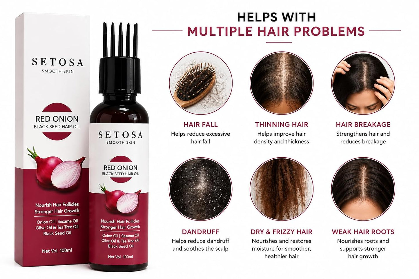 Setosa Smooth Skin Red Onion Black Seed Hair Oil 100ml