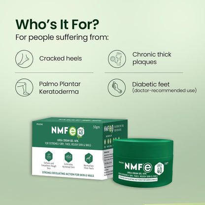 NMFe Urea 40% Cream Gel For Extremely Dry Skin & Nails,, 50gm
