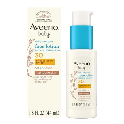 Aveeno Baby Daily Moisture Face Lotion & Mineral Sunscreen, SPF 30, 44ml