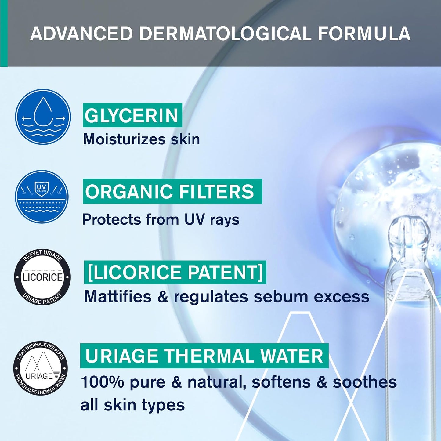 Uriage Hyseac Mattifying Fluid SPF 50+ Moisturizes 50ml