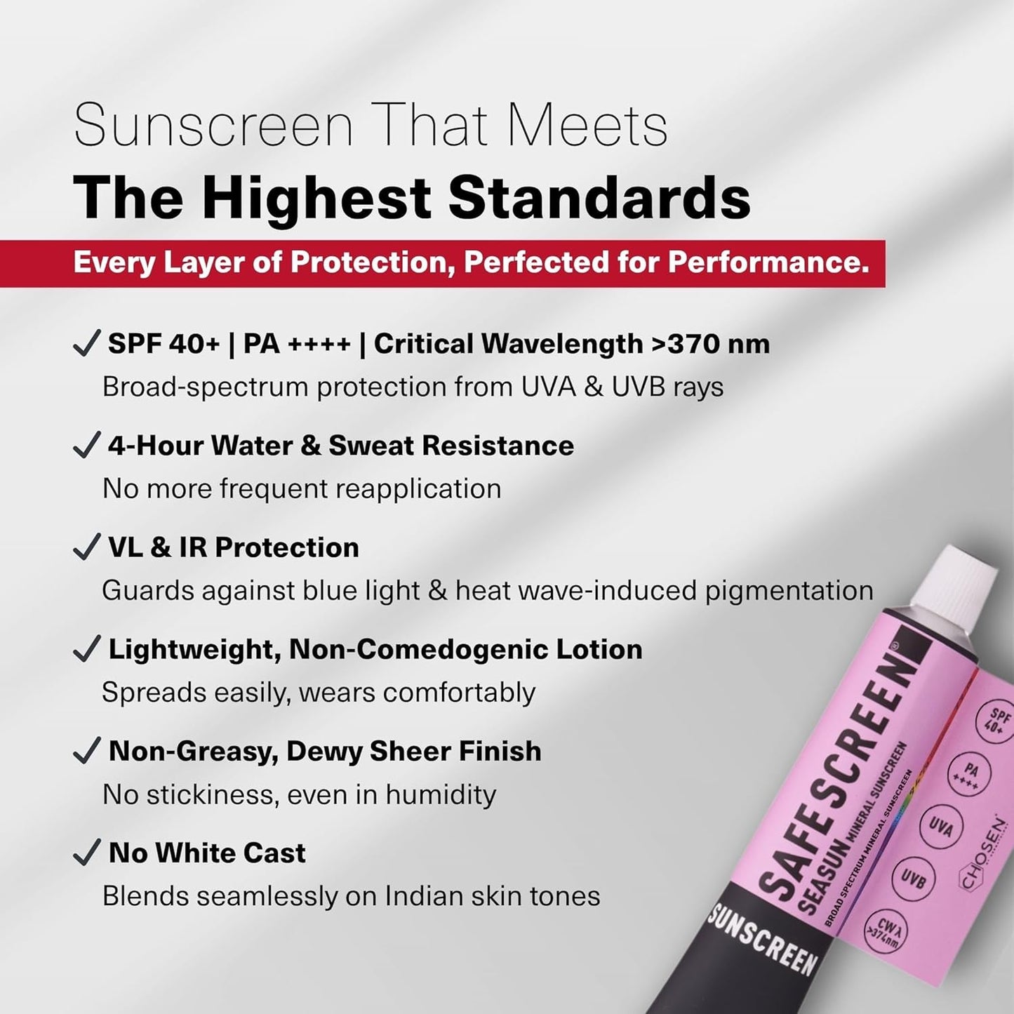 Chosen Safescreen Seasun Mineral Sunscreen SPF 40+ PA++++ 40ml