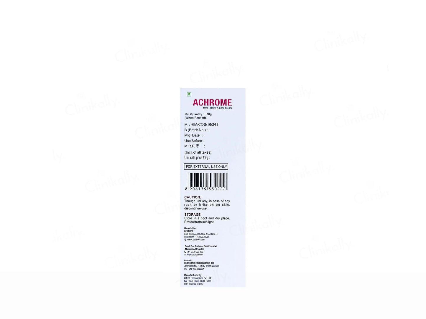 Ceuticoz Achrome Neck-Elbow & Knee Brightening Cream, 30gm