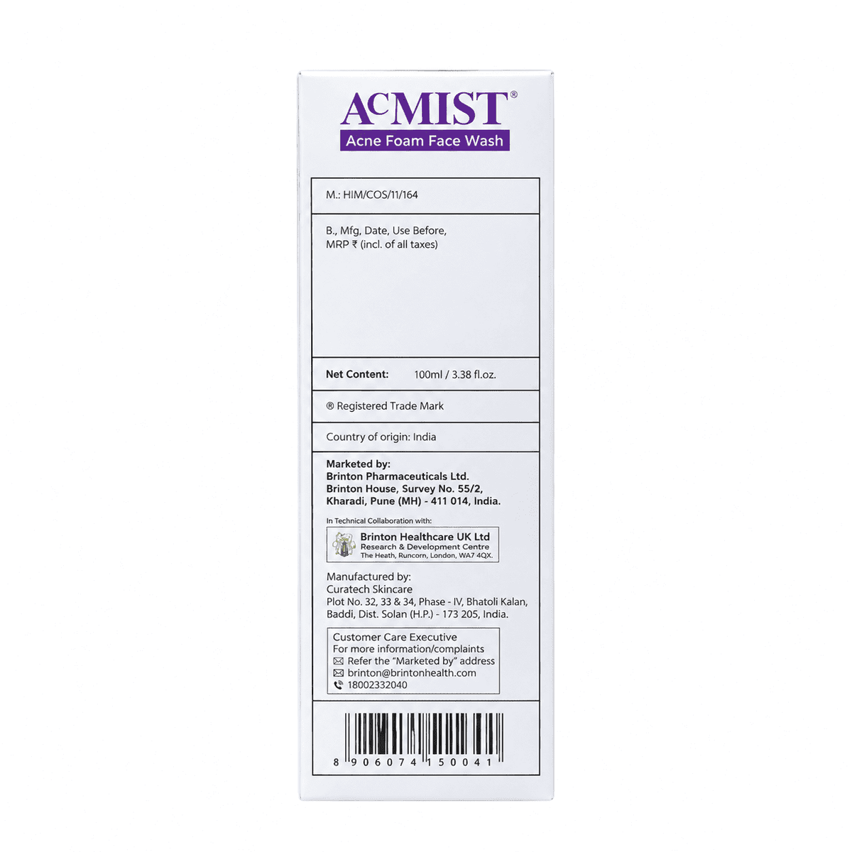 Acmist Acne Foam Face Wash 100ml