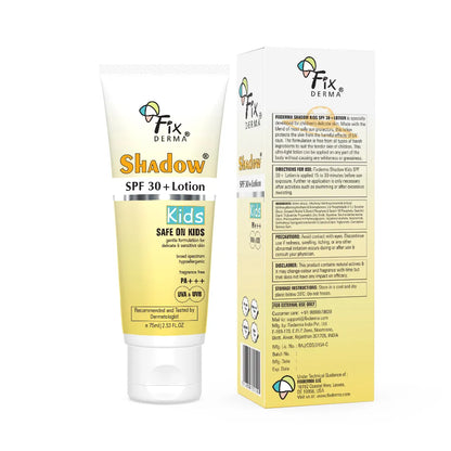 Fixderma Shadow Kids SPF 30+ Lotion | A Hypoallergenic Sunscreen for delicate skin of kids, 75ml