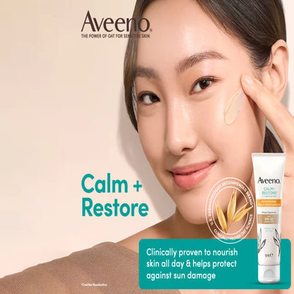 Aveeno Calm + Restore Nourishing Daily Moisturiser Sheer Tint SPF 30, 50ml