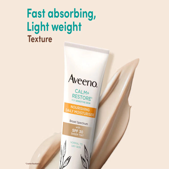 Aveeno Calm + Restore Nourishing Daily Moisturiser Sheer Tint SPF 30, 50ml