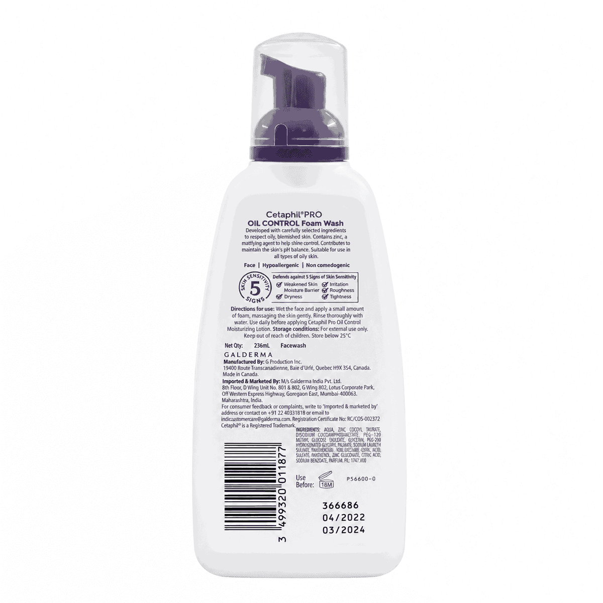 Cetaphil PRO Oil Control Foam Face Wash 236ml