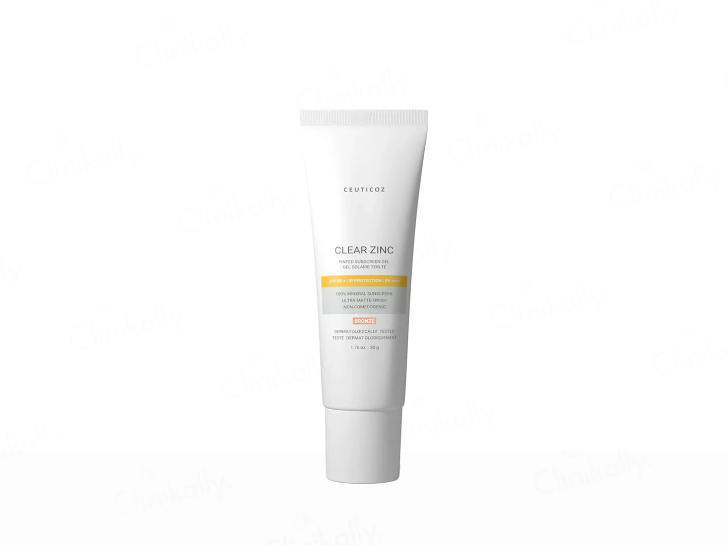 Ceuticoz Clear Zinc Tinted Sunscreen Gel SPF 50+ PA++++ (Bronze), 50 gm