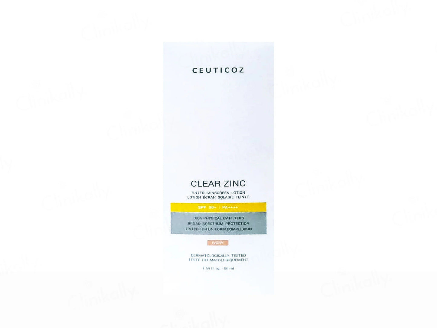 Ceuticoz Clear Zinc Tinted Sunscreen Lotion SPF 50+ PA++++ (Ivory), 50ml