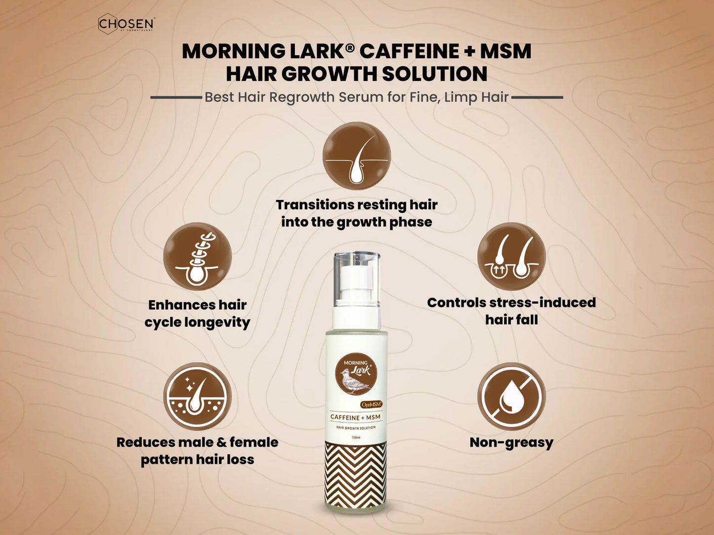 Chosen Morning Lark Caffeine + MSM Hair Growth Solution 100ml