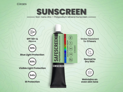 Chosen Safescreen Polypodium Universal Mineral Sunscreen Lotion SPF 50+ PA+++ 40ml