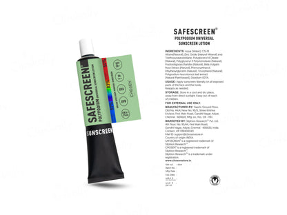 Chosen Safescreen Polypodium Universal Mineral Sunscreen Lotion SPF 50+ PA+++ 40ml