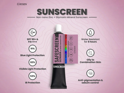 Chosen Safescreen Silymarin Oil Control Mineral Sunscreen Lotion SPF 50+ PA++++ 40ml