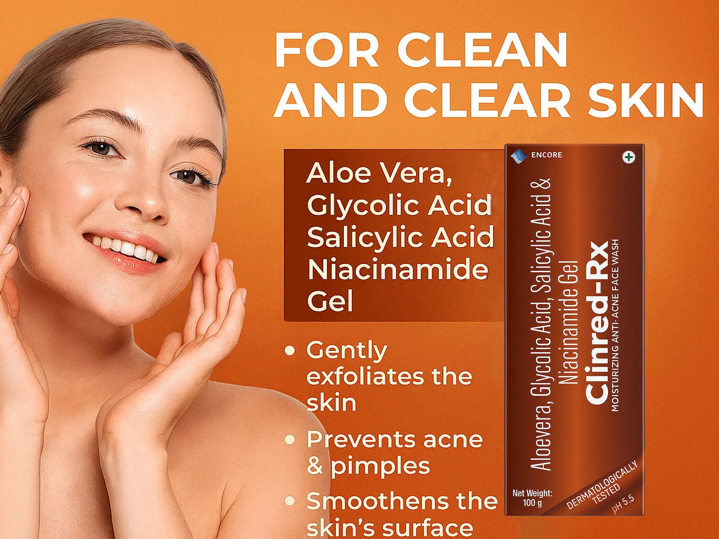 Clinred-Rx Moisturizing Anti-Acne Face Wash 100gm