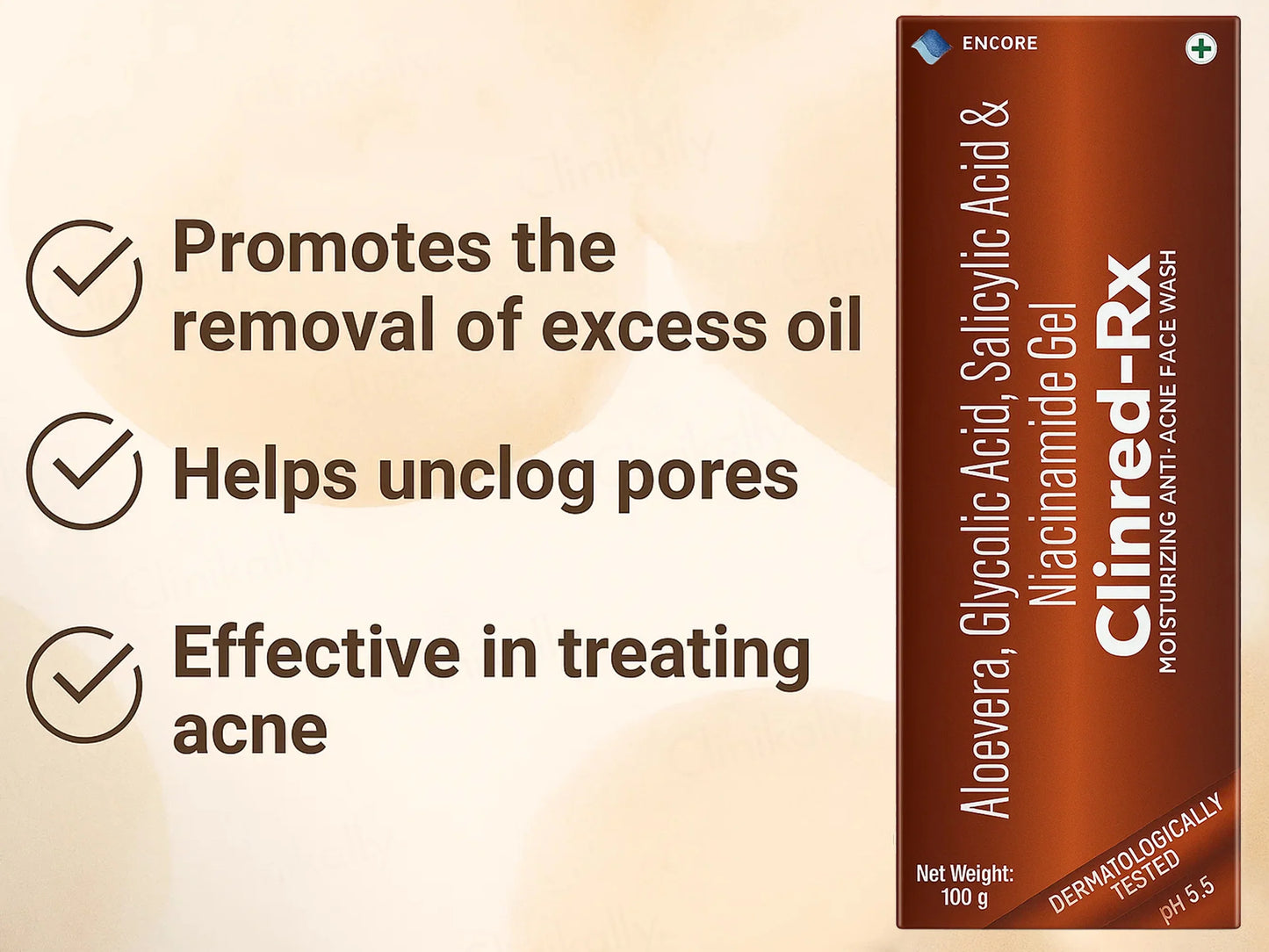 Clinred-Rx Moisturizing Anti-Acne Face Wash 100gm