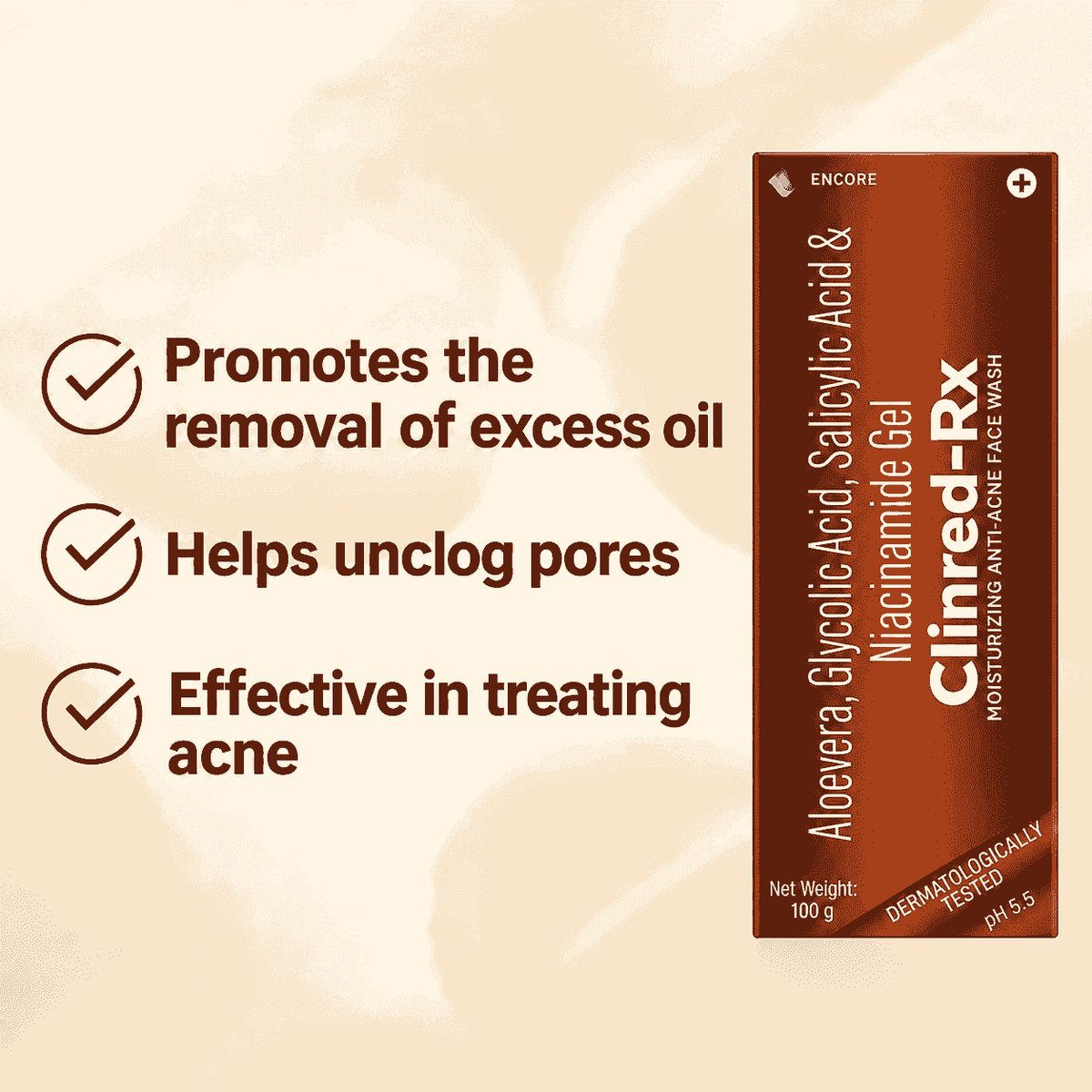 Clinred-Rx Moisturizing Anti-Acne Face Wash 100gm