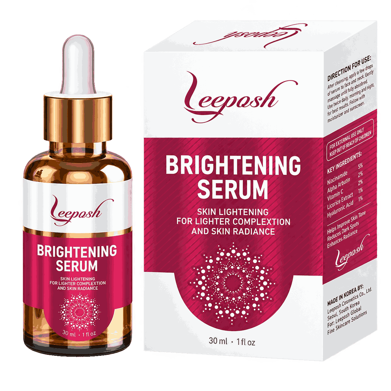 Cosderma Leeposh 5% Alpha Arbutin Skin Brightening Serum, 30ml